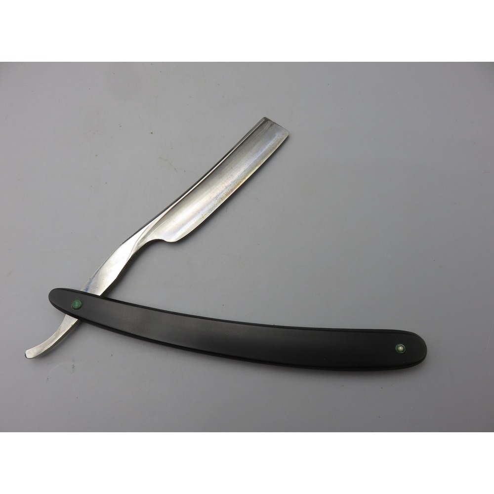 Vintage Straight Razor Black Handle Folding Steel Blade Barber Tool